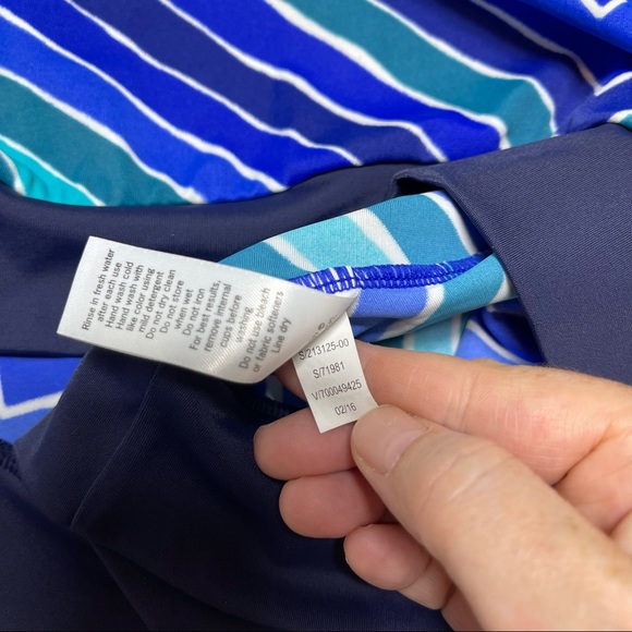 Athleta Water Stripe Blousy Chevron Tankini Teal Blue Size 40 B/C - Picture 10 of 11